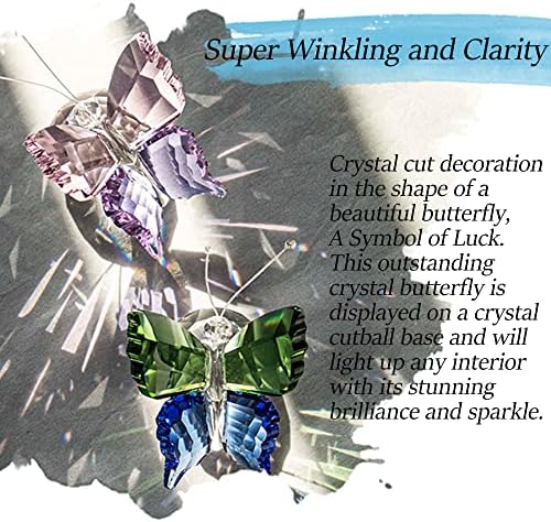 H&D Hyaline & Dora 2pcs Made K9 Crystal Flying Butterfly com Base Base Base Vidro Estatuetas Presentes de Casamento
