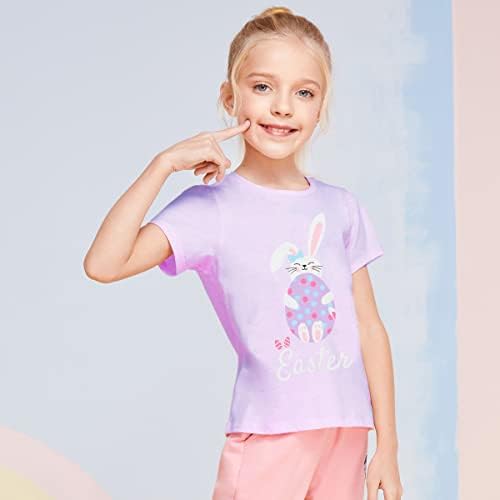 Camisas de Páscoa para crianças meninas coelhas de coelho camisetas gráficas infantis crianças tops de coelho