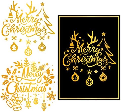 Origach 2 PCs Feliz Natal Christmas Placa de papel alumínio para scrapbooking DIY Cartões de papel decoração