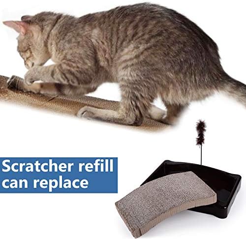 Postagem de arranhões de gato meowwoof, curva gato scratcher carboard com catnip para gatos pequenos