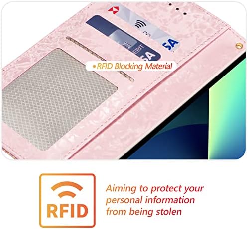 Caixa da carteira uebai para iPhone 14 6,1 polegadas, capa de telefone de couro PU Kickstand RFID