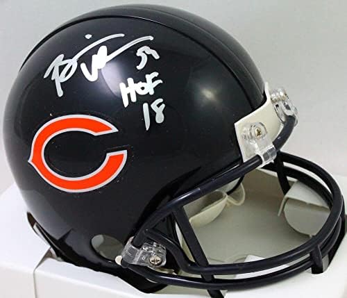 Brian Urlacher autografou Chicago Bears Mini capacete com Hof ​​-ba W Holo *Silver - Mini capacetes autografados