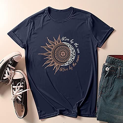 Summer Women Women Sun Moon Gráfico de tshirt Tops
