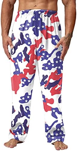Calças de treinamento para homens homens primavera no verão da independência do dia de pijama calças longas