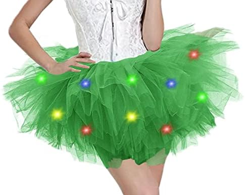 Saia tutus para mulheres, saias de tutu adultos 5 camadas LED iluminam saias de neon tutu