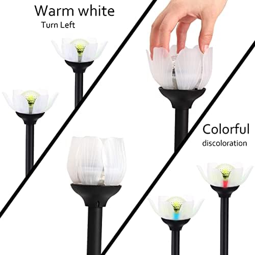 Kinna Solar Garden Lights - 6 embalagem decorativa quente branca e multicolorida Luzes de lótus LED LUZES
