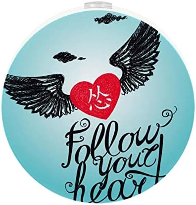 Baby Night Light With Lettering Wing Heart Inspirational Night Light Plug in Wall With Dusk-to-Dawn