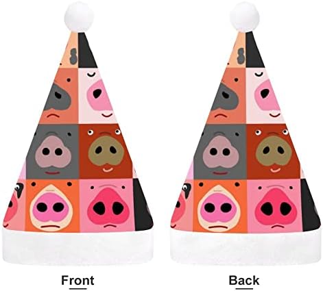 Conjunto de caras de porco engraçado chapéu de natal chapéu de santa para adultos unissex Comfort clássico