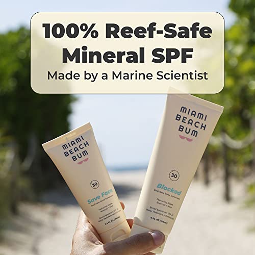 Miami Beach Bum SPF 30 Mini -protetor solar mineral bloqueado Creme corporal, loção hidratante do sol, promove
