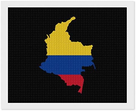Mapa de bandeira dos kits de pintura de diamante Colômbia 5d DIY Full Drill Rhinestone Arts Decoração