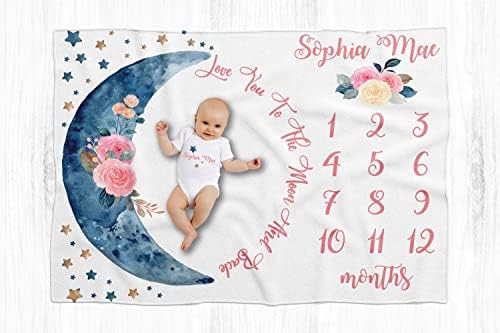 Cobertor de marco de bebê personalizado para meninas, inclui macacão de bebê e babador, mapa de crescimento