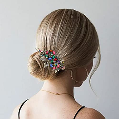Casdre Barroco Flor Clip Gold Crystal Hair Barrette Party Prom Peça de cabelo Acessórios para mulheres
