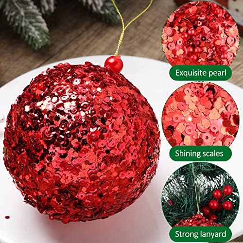 Vinsot 12 peças 4,25 polegadas Bola de Natal Ornamentos de bola de Natal Bolas penduradas Bolas brilhantes