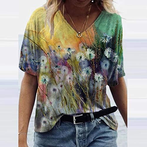 Tops de verão feminino Moda Floral Print T-shirt casual solto plus sizes top