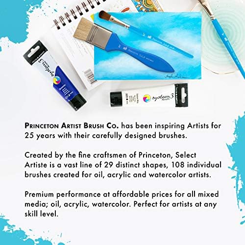 Princeton Select Artiste, Série 3750, pincel para acrílico, aquarela e óleo, liquidificador de cinzel, 8
