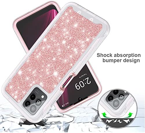 TJS Compatível para T-Mobile Revvl 6 Pro 5G Caso, com [protetor de tela integrado], Glitter Bling Girls Luta