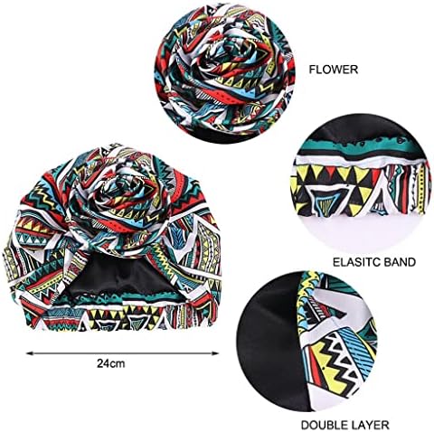 Czdyuf African Hair Cap for Sleepled impresso nacional de cetim de canto de capa de flores de flor Acessórios turbantes de cabelo de flor