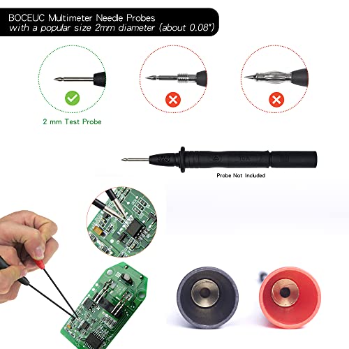 BocEUC Multímetro sondas pinos de agulha, sonda de agulha extensível Conjunto de agulha não destrutiva Adaptador de ponta da sonda de perfuração para sondas de teste de 2 mm
