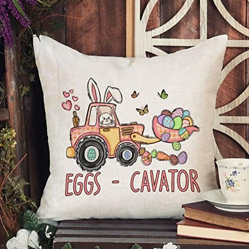 Ovos e Cavator Páscoa Pashous Capa de travesseiro de aquarela Casa de coelho Casa da primavera Tampa de