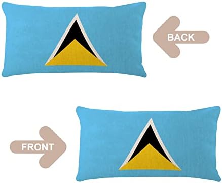Covome Saint Lucia Bandeira Pillow Capas de travesseiro de dois lados de 12x20 polegadas linho boho