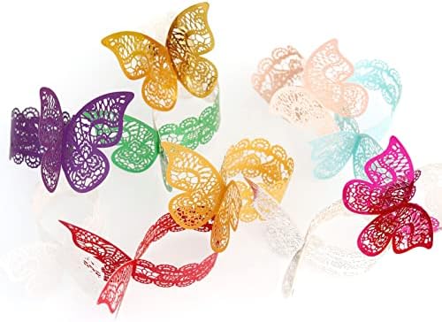 Booluee 100 PCs Cut Butterfly Paper Rings Buckles Bucks Holder para Banquetes de Banquetes de