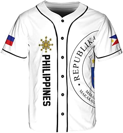 Aovl personalizou as Filipinas Jersey de beisebol, camisa de beisebol de bandeira filipina,