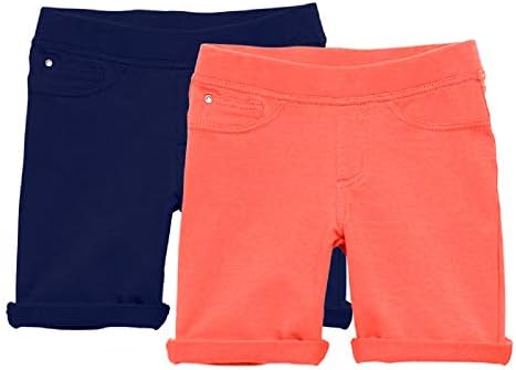 Kidpik shorts para meninas - 2 pacote crianças 5 bolso malha Bermuda Spring ou shorts de verão