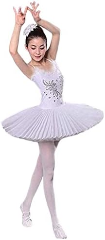 Wendywu Women Swan Ballet Tutu Hard Organdy Platter Performance Leotard Dress