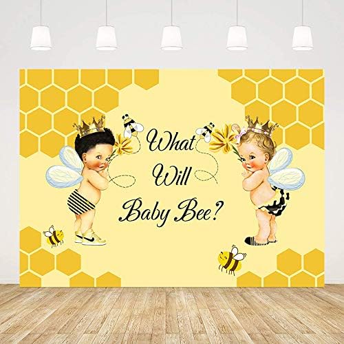 Mehofond Bee Gênero Revelar Banner de decorações para festa do pano de bebê para abelhão O que vai bebê