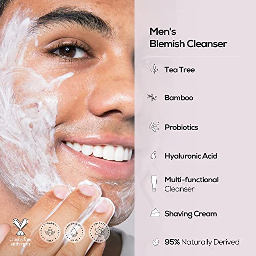 Hanho Men Blemish Cleanser | Limpador facial diário | Lavagem de barba e rosto com óleo da árvore
