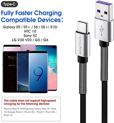 Cabo USB tipo C 3 pés [3 pacote], compatível com o Samsung Galaxy A10/A20/A51/S10/S9/S8/Nota 8, LG V20/V30/V40