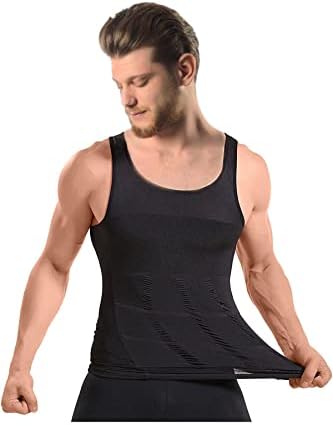 Camisas de compressão de Mistirik para homens - Mens Slimming Body Shaper - Tampa tanque apertada