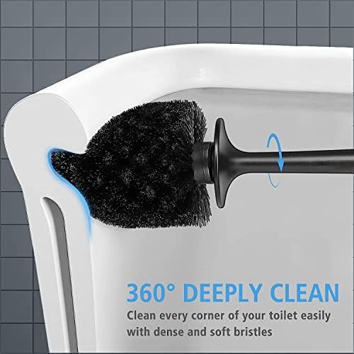 Escova de vaso sanitário e suporte de 2 pacote, escova de vaso sanitário preto para o seu banheiro - escovas