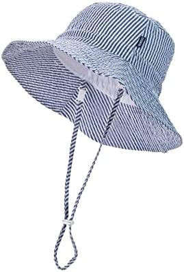 Dasmini Baby & Toddler Brim Brim Sun Hats UPF 50+ Sun Protection Bucket Cap fofo Capéu ajustável