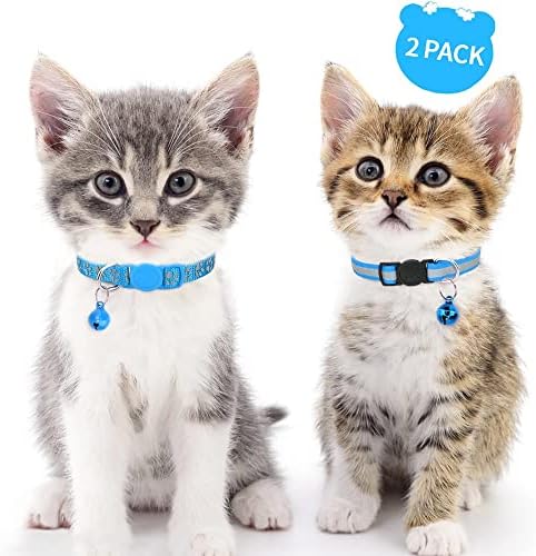 Taglory Reffortive Cat Collars Breakaway com Bell, 2 pack garoto menino gatinho de gatinho ajustável 6-8 polegadas,