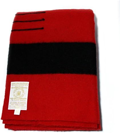 Woolrich 108 por 100 polegadas Hudson Bay 8 pontos cobertor, escarlate com listras pretas