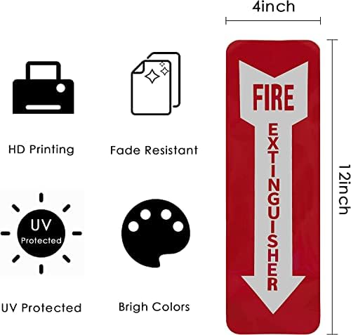 Pacote de 4 suporte de extintor de incêndio e 4 extintor de incêndio brilho no sinal de adesivos escuros