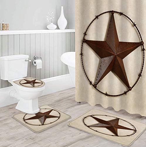 Ferro Texas Star Padrão de 4 peças Conjunto de banheiro, 66 W x 72 L Curta