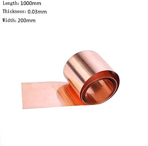 Folha de cobre de Yiwango 99,9% Folha de metal de cobre pura Cu Folha de metal 0,03x200x1000mm
