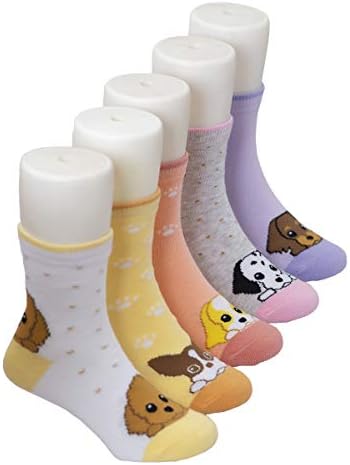 Maiwa Dog Girls Cotton Socks para criança Big Little Girls 5 pacote