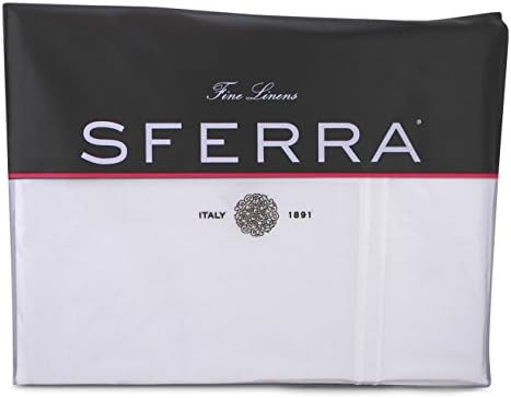 Sferra Grande Hotel Sheets - Rainha, Branco/Branco, Tecido Italiano Tecido Cotton Percale Fabric
