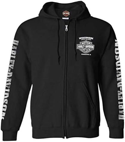 Crista de raios masculinos da Harley-Davidson Sweatshirt com capuz, preto