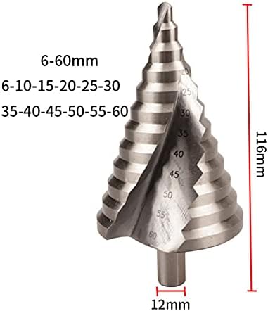XMeifeits Etapa Droca de 6-60mm Pagoda Pagoda Drill Drill Spiral multifuncional Ferrilha Twist Drill Tool