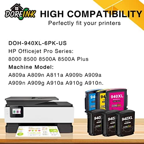 Doreink 940 940XL Compatível para o cartucho de tinta HP Trabalho de alto rendimento com o OfficeJet Pro 8500