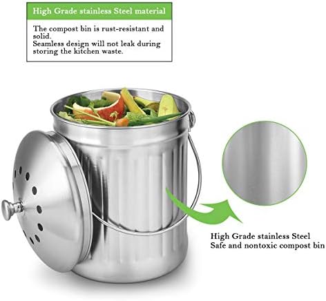 Lixeira de compostagem da Enloy, balde de composto interno de aço inoxidável para o balde de compostagem