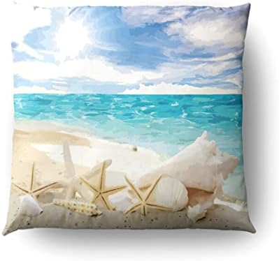 As conchas de travesseiro incluídas na decorativa a praia de praia de poliéster, travesseiros quadrados,