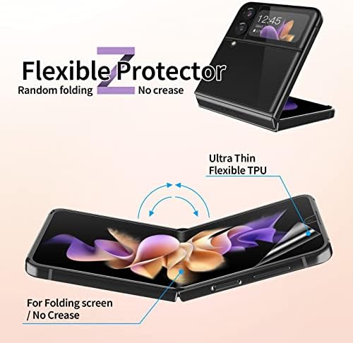 Foluu (2 conjuntos = 8 PCs Galaxy Z Flip 4 Protetor de tela, 6 PCs Protetor de tela traseira separadamente,