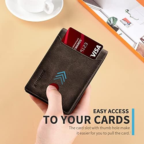 Carteira Slim Bifold Bifold para Men - RFID Bloqueio de couro de bolso dianteiro da carteira