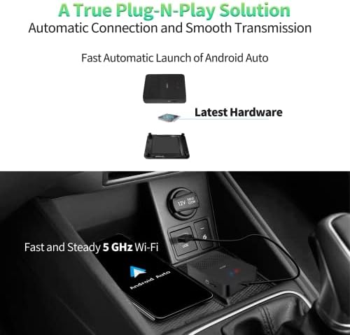 ADOTO AD3AA-B ADOAPTOR ANDROID ANDROID sem fio, para unidade de fábrica ou de pós-venda com Android Auto, 5GHz