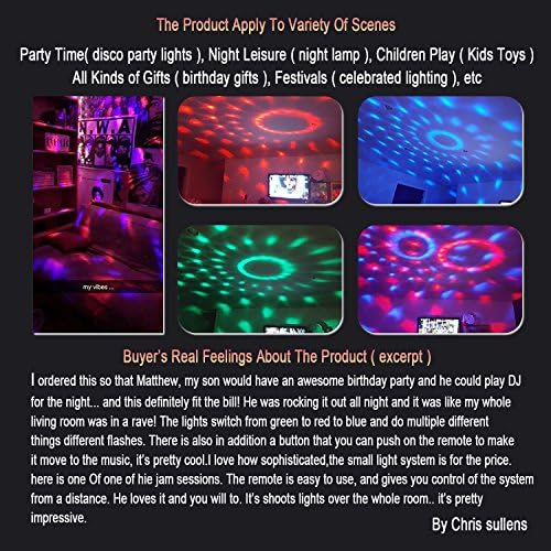 Luzes de festa Luz de discoteca, Spriak Sound ativado DJ Stab Light, 7 cores com controle de bola de disco